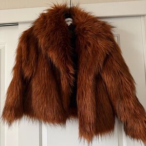 Faux Fur Jacket in Rich Brown